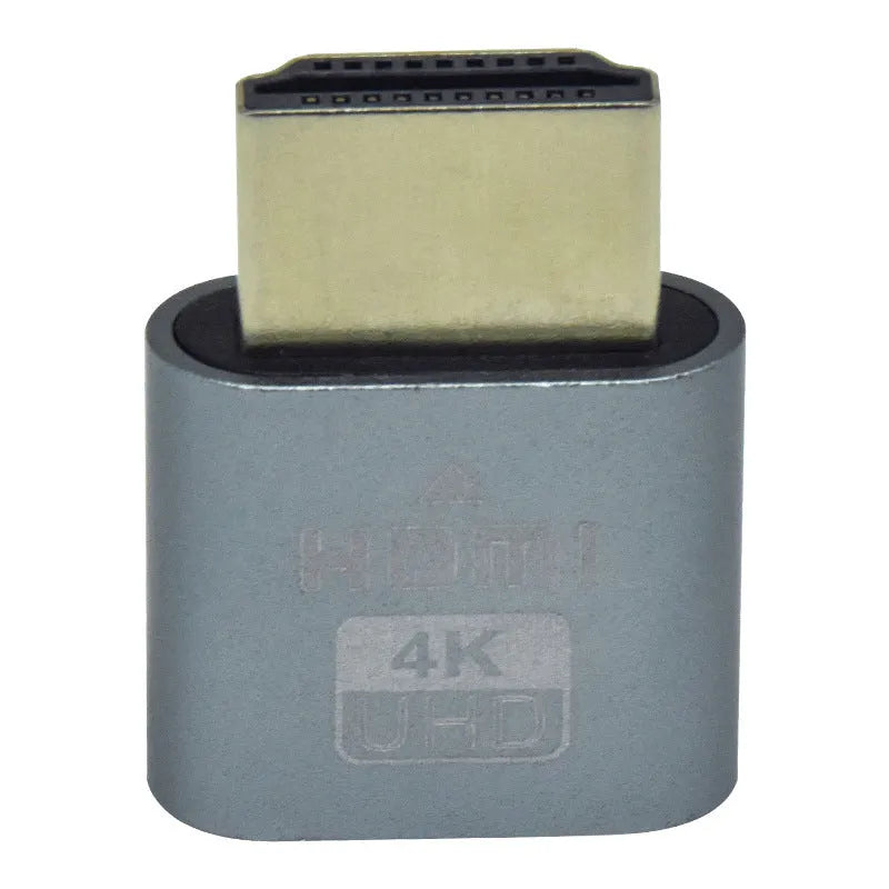 Compact 26.5mm long HDMI dummy plug in gold finish for virtual display on graphics card.