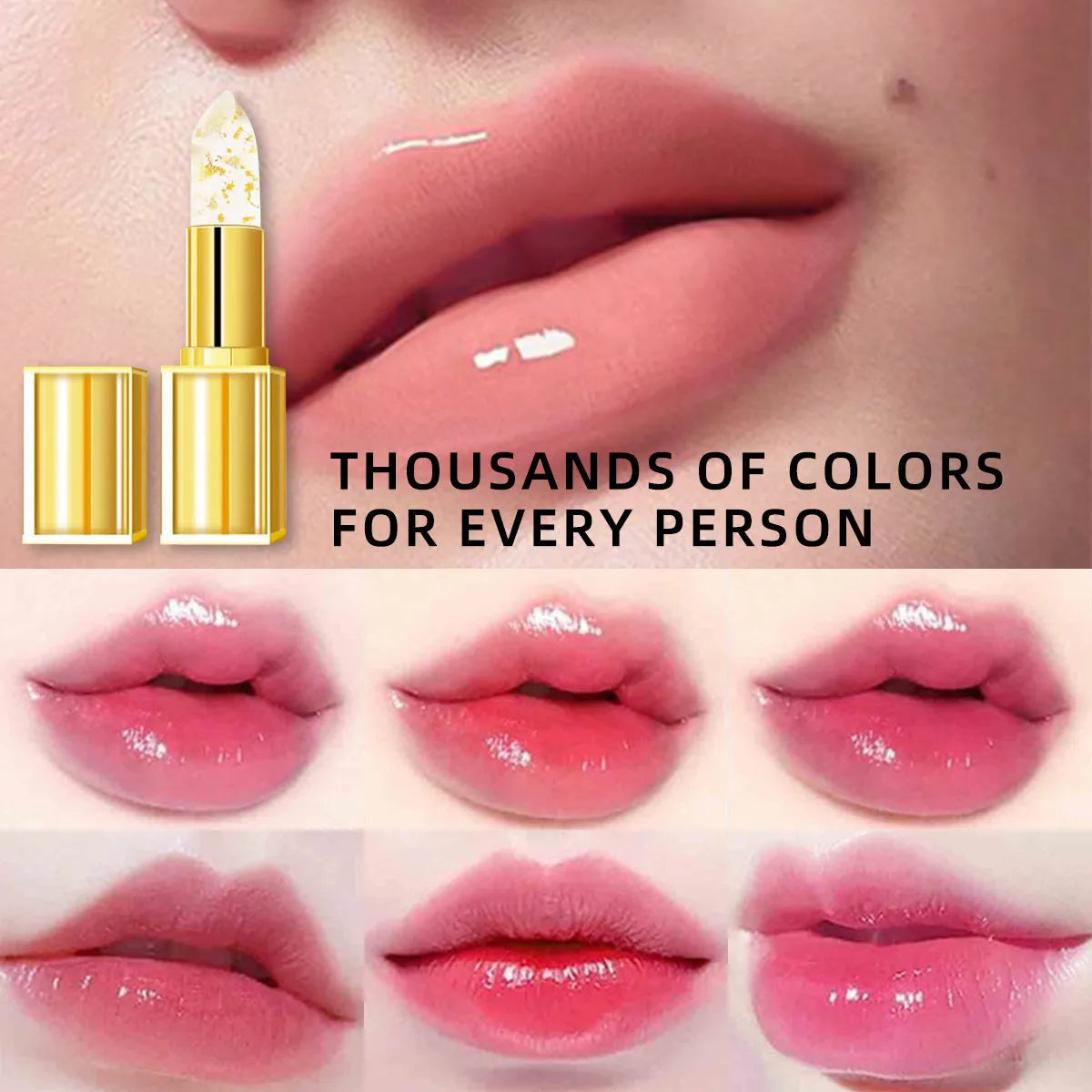 Anti-smudge warm colour-changing lipstick in 3.5g tube with moisturising lip balm effect