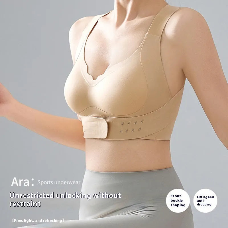 Women's front buckle back shaping bra for cross training and yoga in three colours