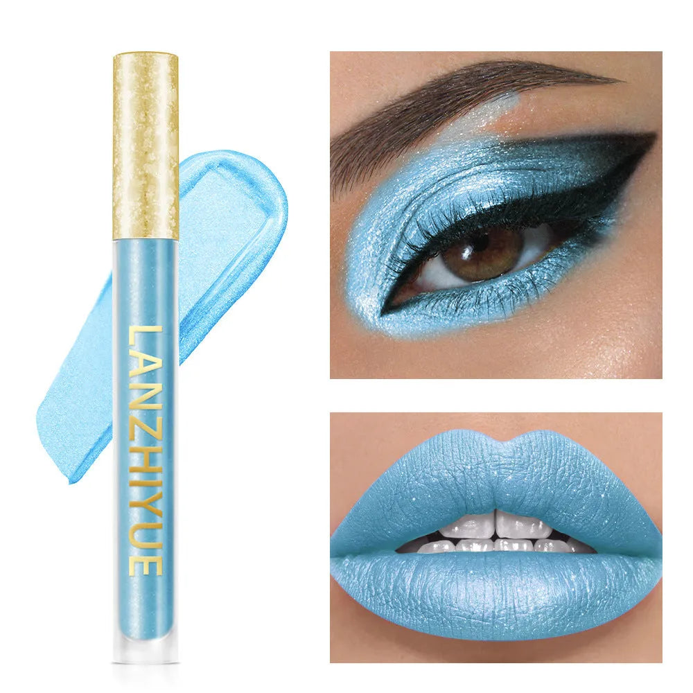 Liquid eye shadow with sequins and pearlescent finish in colourful shades for eye makeup