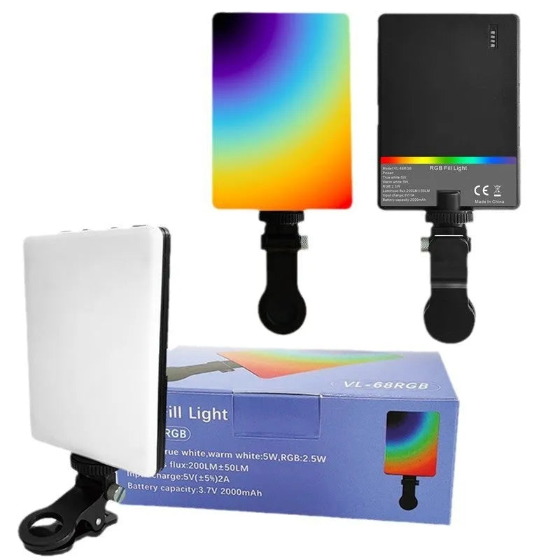 Handheld LED pocket fill light with clip attachment for mobile phone photography