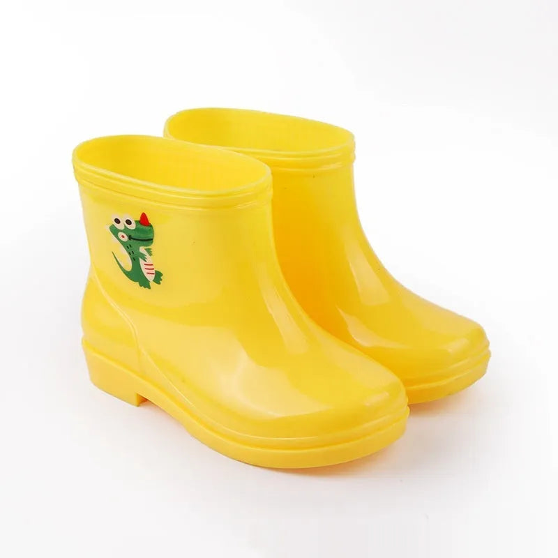 Children's non-slip rain boots with plastic upper, mid-calf length, solid colour, autumn winter student shoes