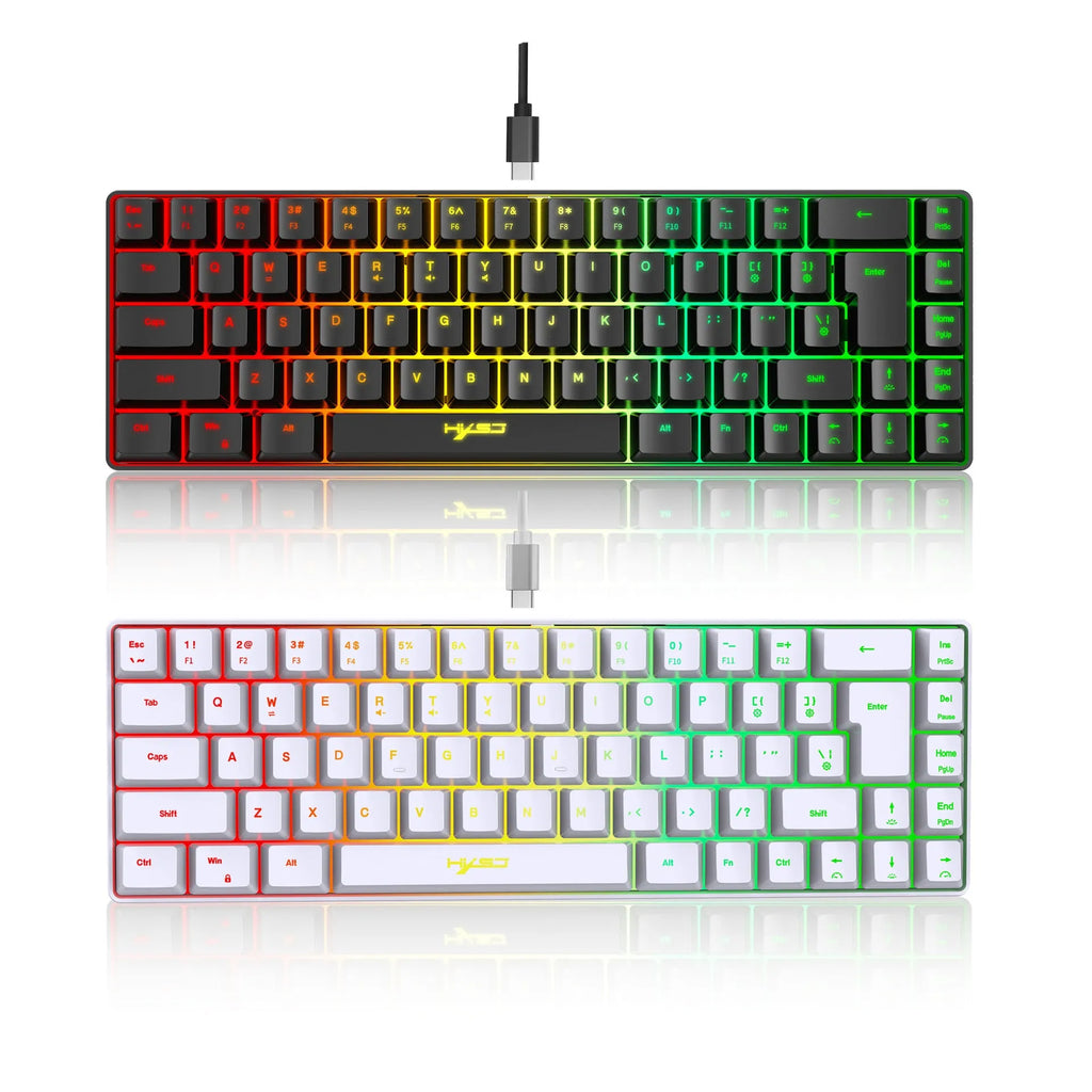 Mechanical feeling membrane gaming keyboard with 68 keys, compact ABS design, 1.7m cable, black colour