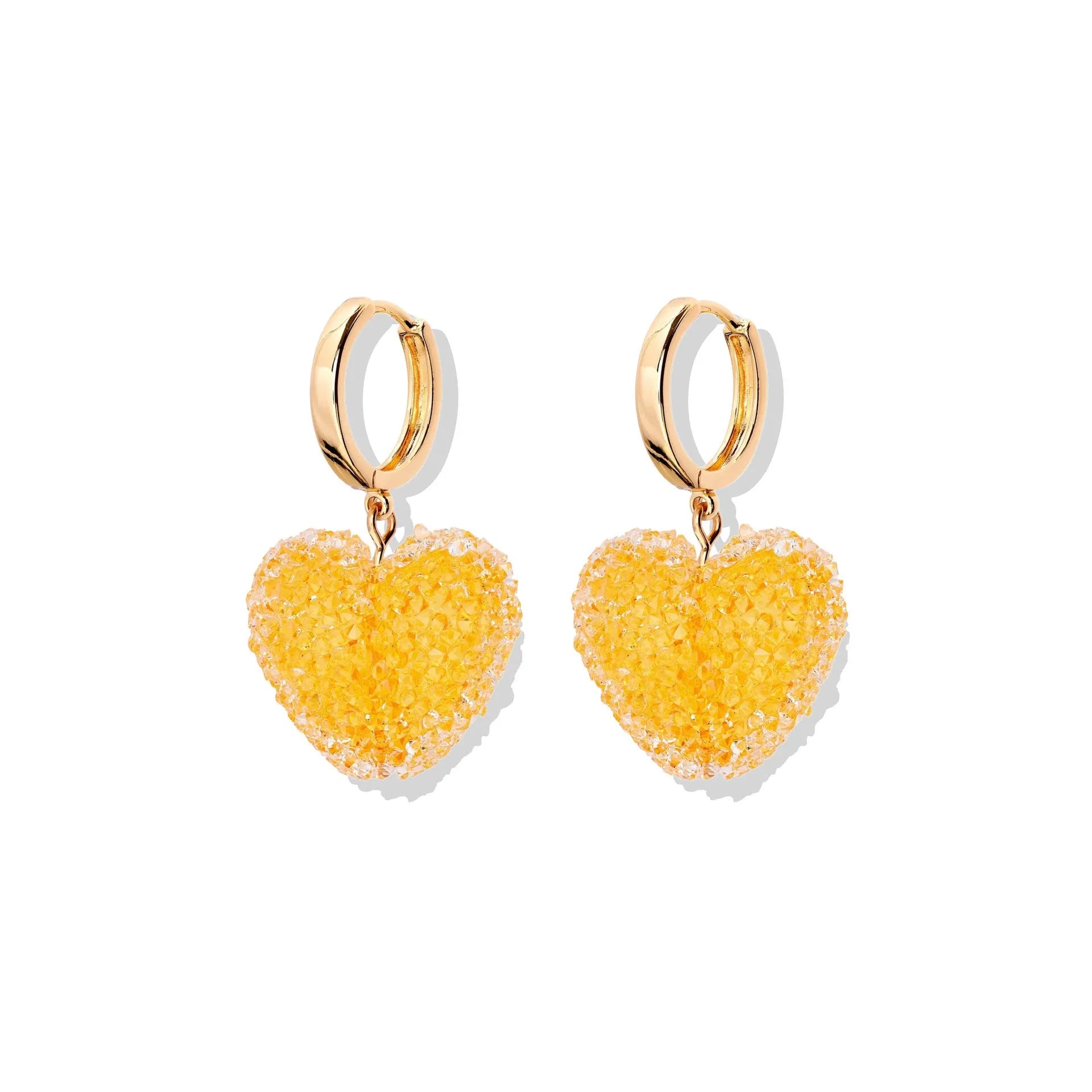Colored loving heart resin necklace and earrings set with heart-shaped pendant and matching earrings in candy colours