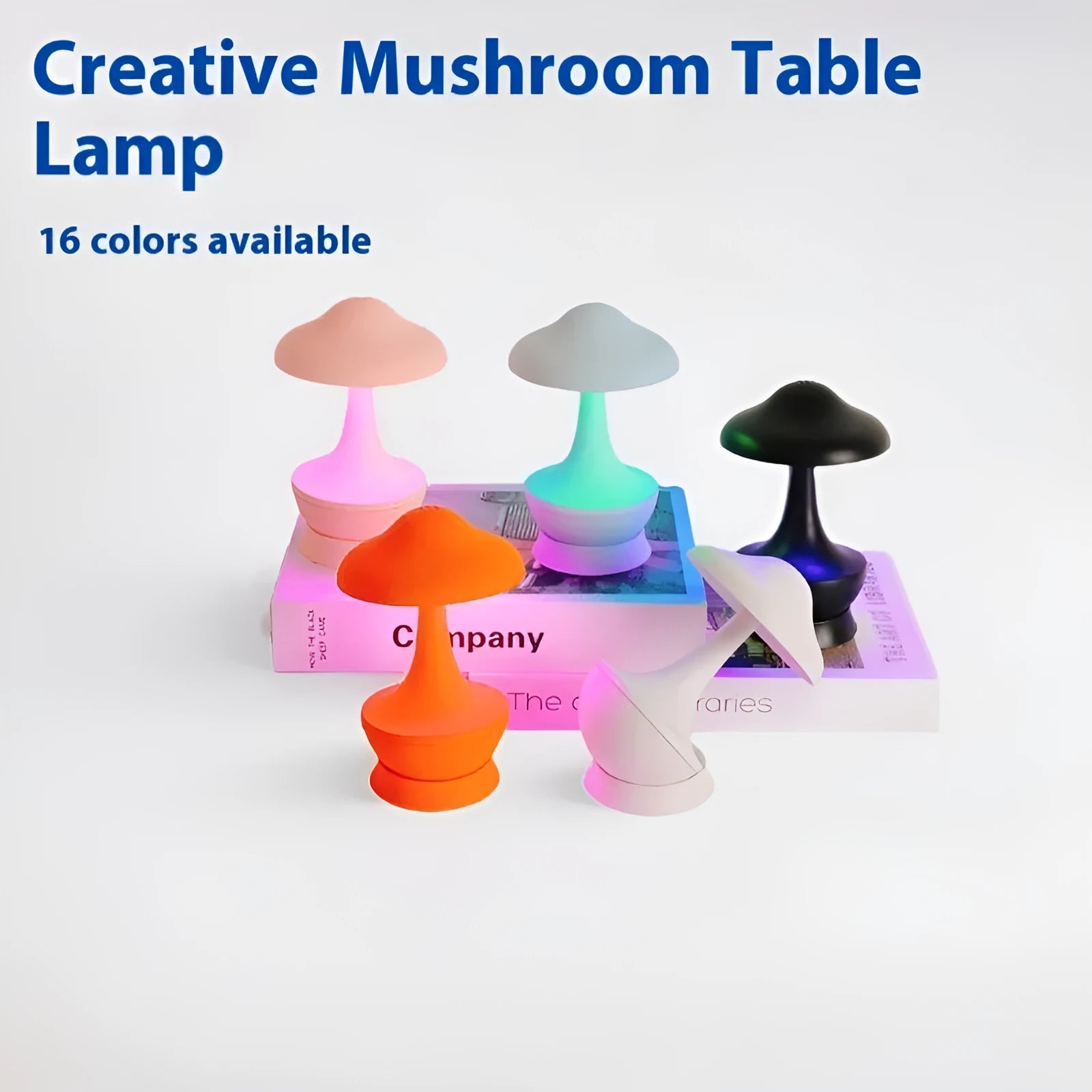 Tumbler mushroom RGB night lamp in white, ABS plastic, 90x160mm, with rechargeable base