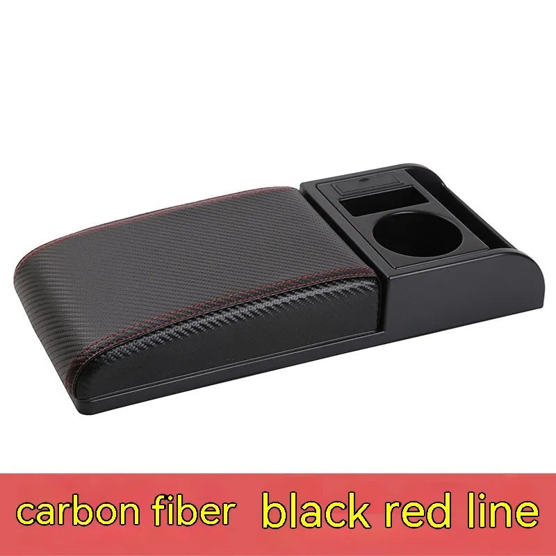 Universal car armrest cover for height increase in multiple colour options including black with red lines