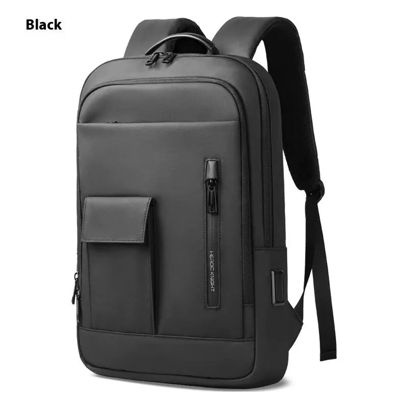 Lightweight Oxford cloth men's backpack in a solid colour with sewing line details.