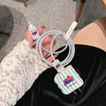 Set of cartoon puppy pattern lambskin USB cable protection sleeves for fast chargers