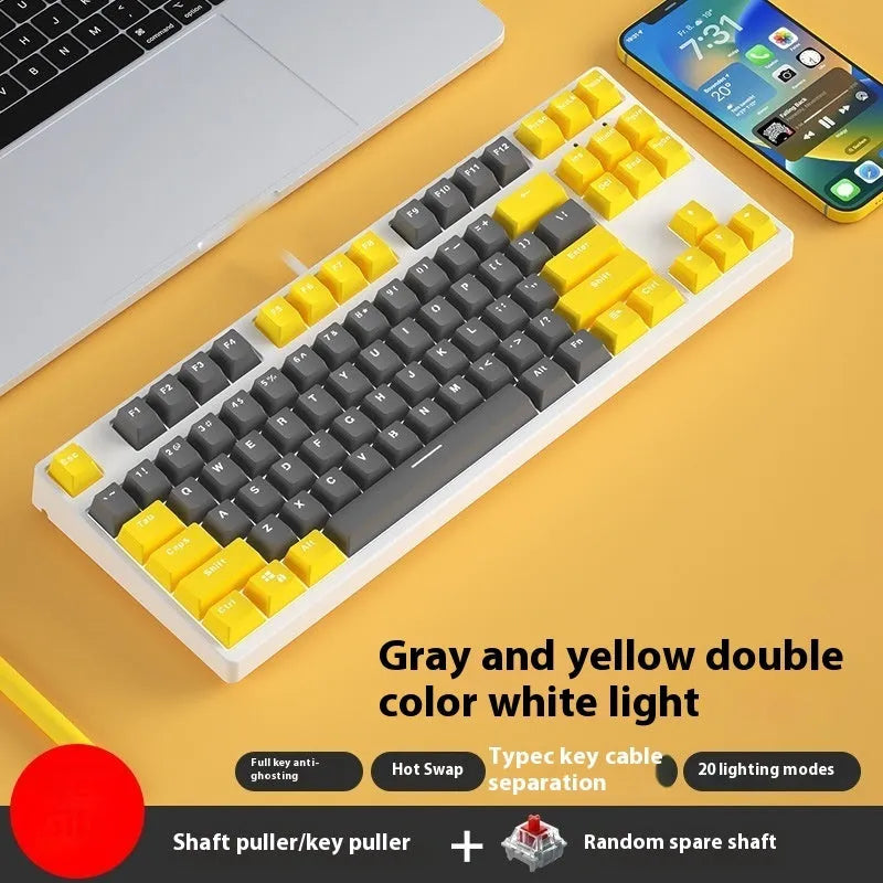 87-key wired mechanical keyboard with two-colour backlighting and hot-swappable switches