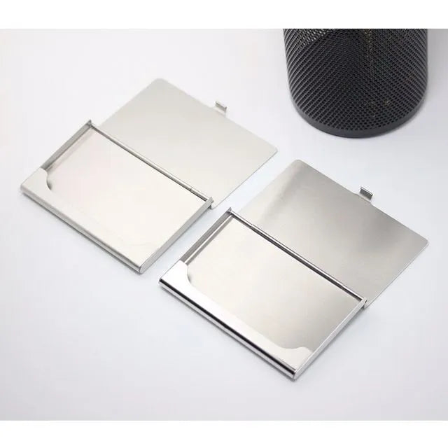 304 stainless steel business card case with geometric laser-cut design