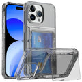 Transparent phone case with flip card holder for iPhone and Samsung S23, shockproof TPU PC cover