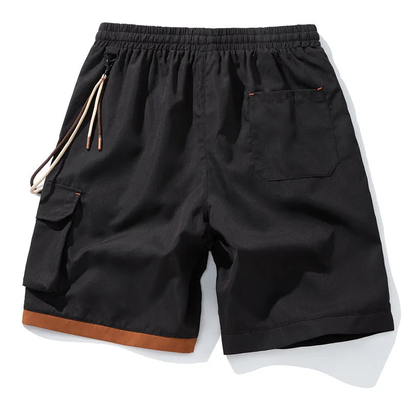 Men's plus size bamboo fibre sports shorts in a loose, high elasticity straight-leg cropped fit