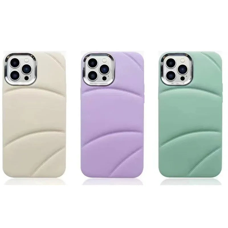 Silicone frosted phone case for Apple iPhone with liquid injection and internal flannel, in solid colours.
