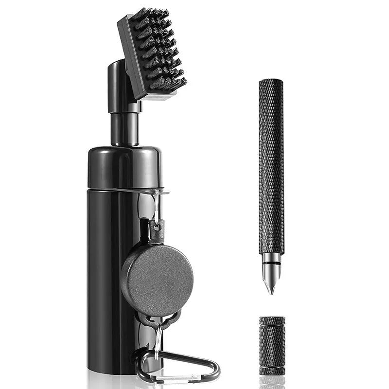 Six black plastic golf club cleaning tools for cleaning golf club faces and grooves, golf accessories set