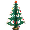 Hand-painted wooden Christmas tree decoration in green and red colour options