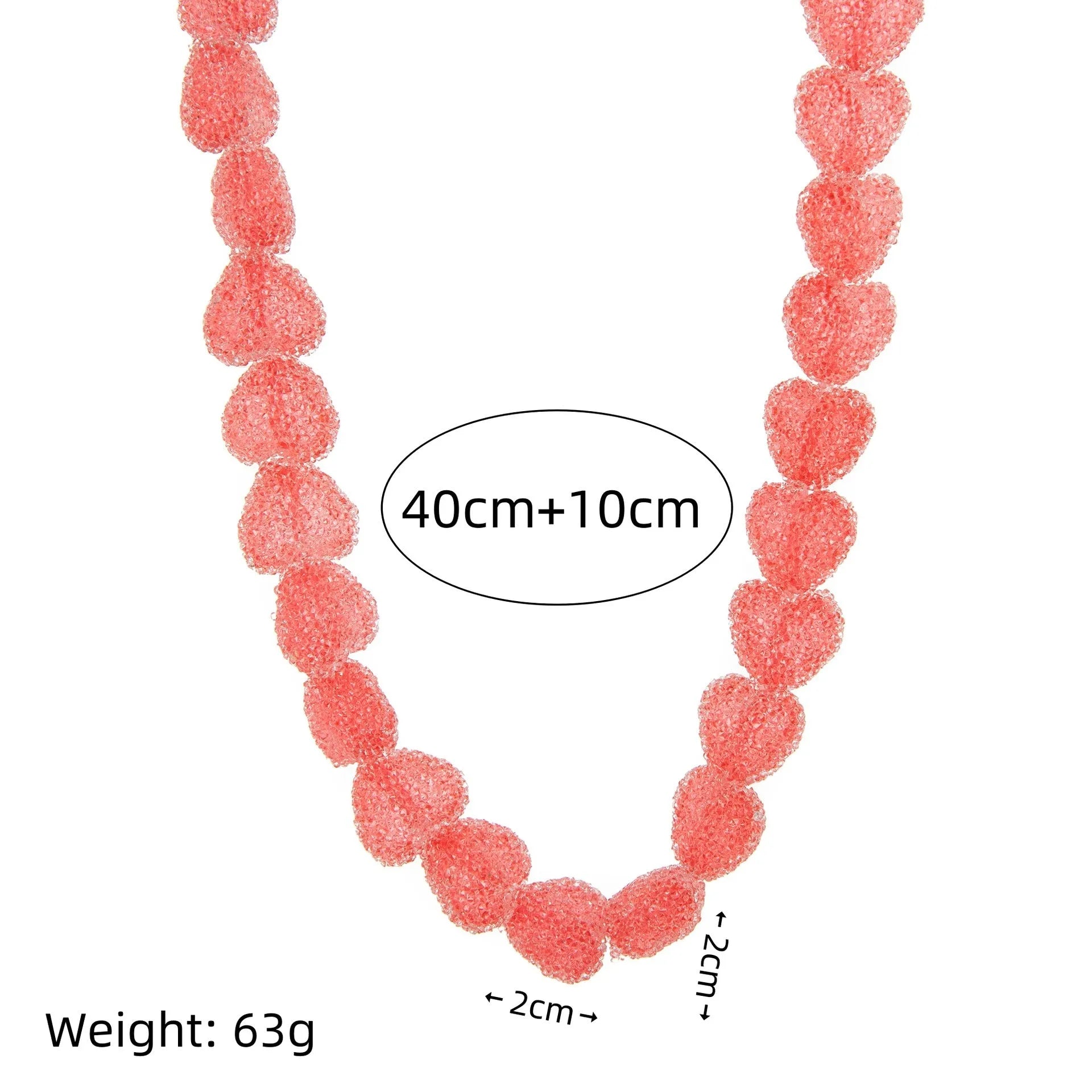 Colored loving heart resin necklace and earrings set with heart-shaped pendant and matching earrings in candy colours