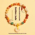 Natural jade and red agate safety buckle bracelet with 6mm beads