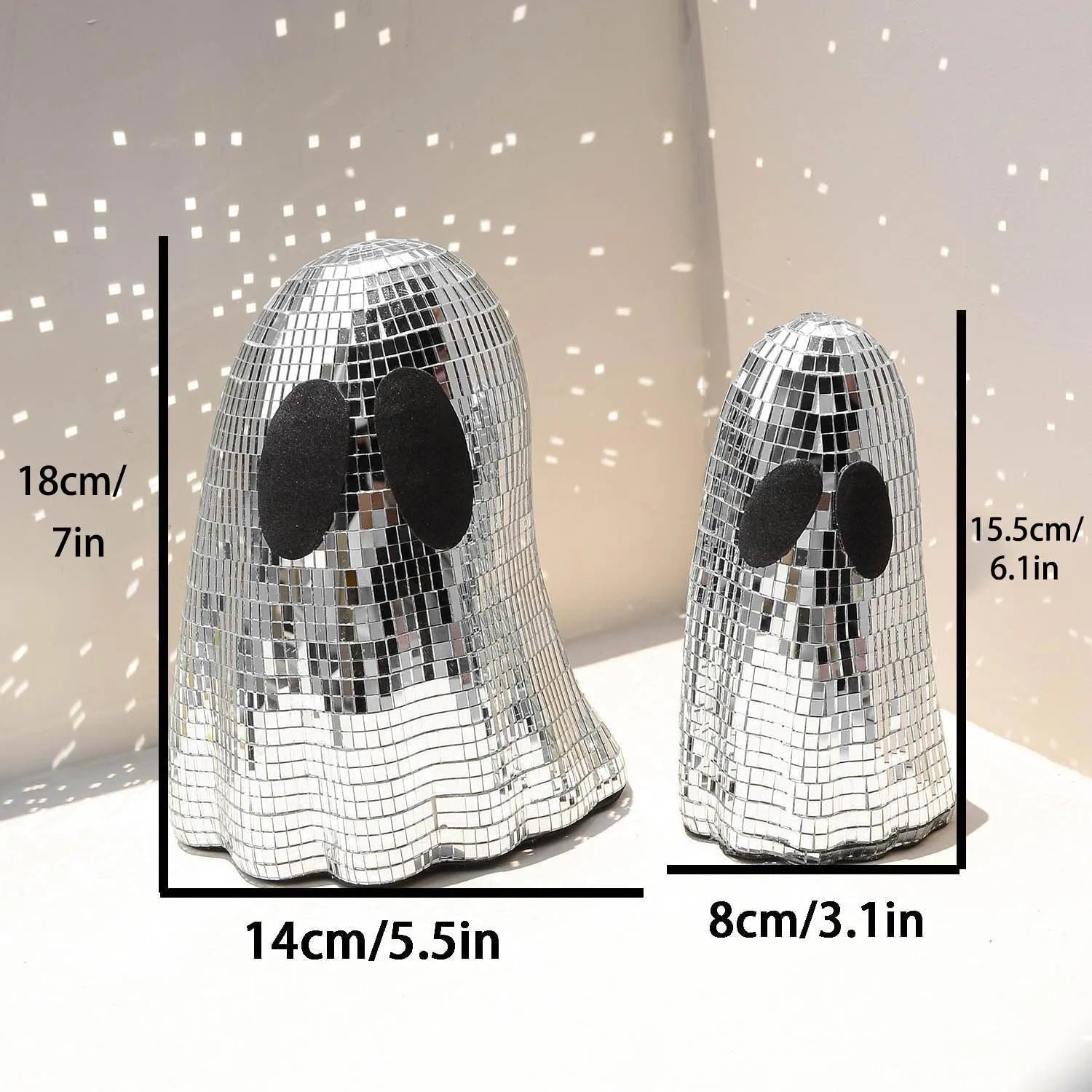 Halloween silver ghost mosaic mirror patch desktop decoration with bionic inlay glass construction