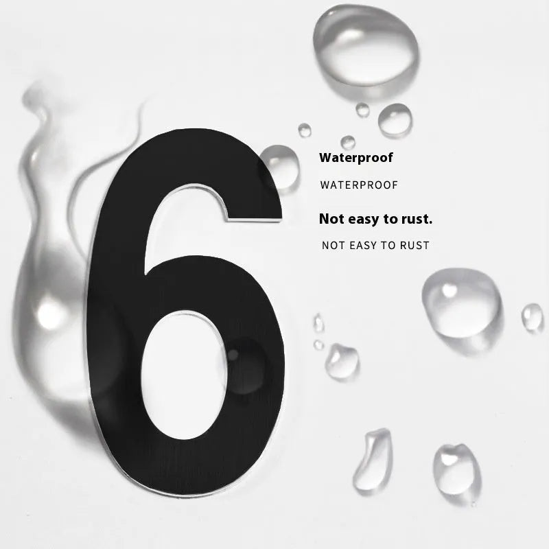 Black stainless steel sticky house number sign showing digits 7.5 cm tall