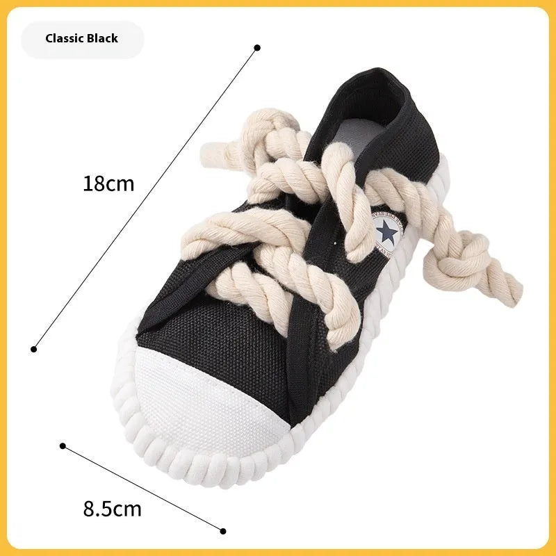 Plastic dog slippers chew toy with self-hi sound in yellow, black or blue colour options