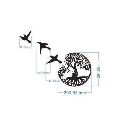 Black iron wind chime wall hanging with a modern simple design, shown as a decorative ornament.