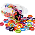 100 seamless cotton baby hair ties in 10 colours, small 0.85 inch size, in a jar.