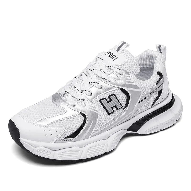 Men's mesh casual running shoes in three colour options with injection moulded plastic soles