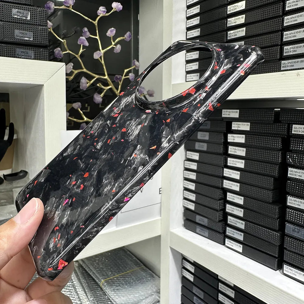 Carbon fibre hard phone case for Huawei Mate 60 Pro with forged pattern and heat dissipation