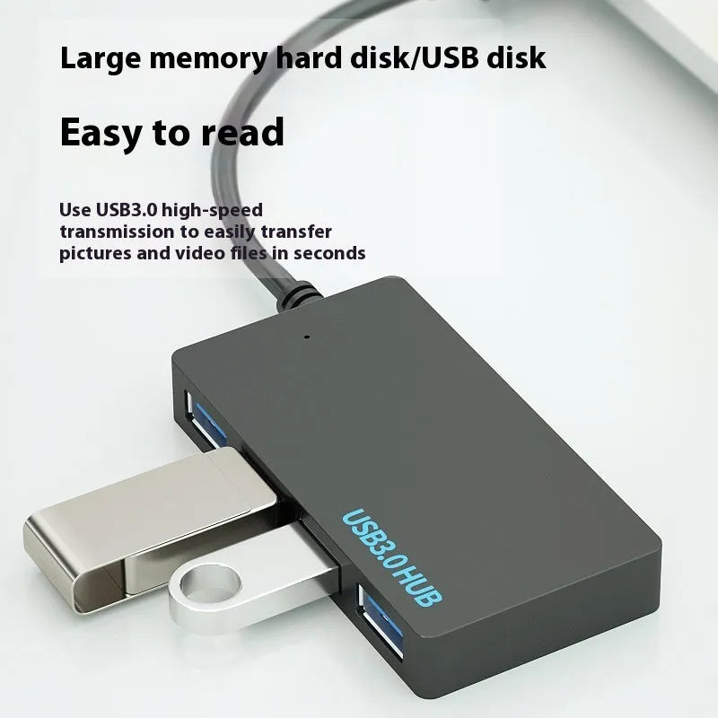 Type-C USB hub extender with 4 ports and 20cm cable in blister packaging
