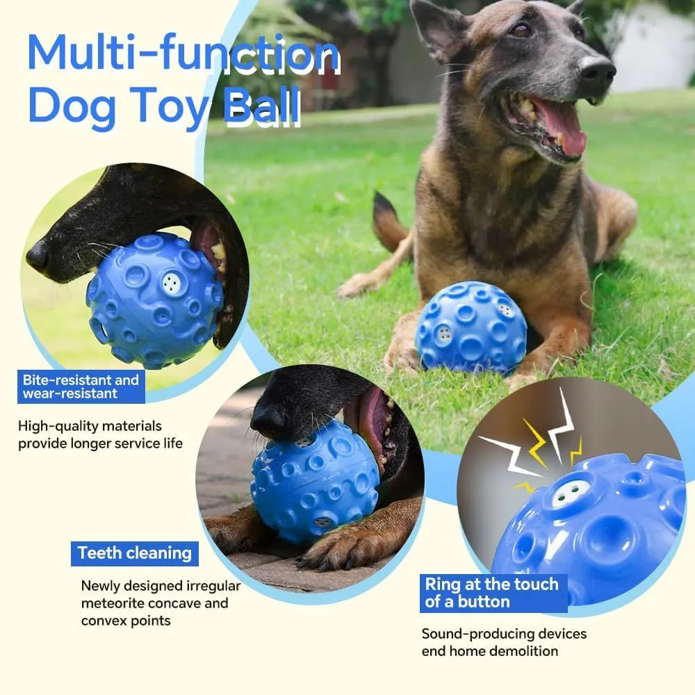 Colourful durable rubber dog toy ball with a bumpy texture for aggressive chewers.
