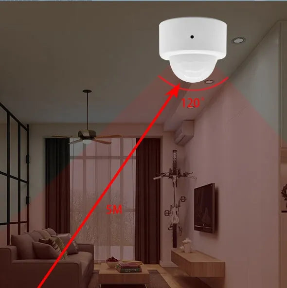 White infrared motion sensor with ZigBee connectivity for home automation systems