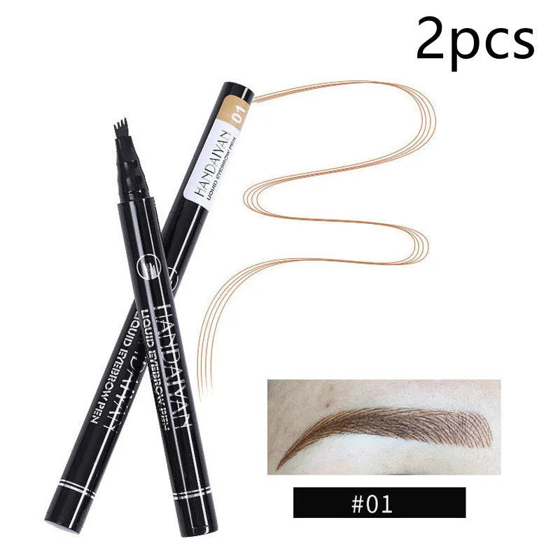Four-head eyebrow pencil in black with colour options: light coffee, gray coffee, brown, dark brown