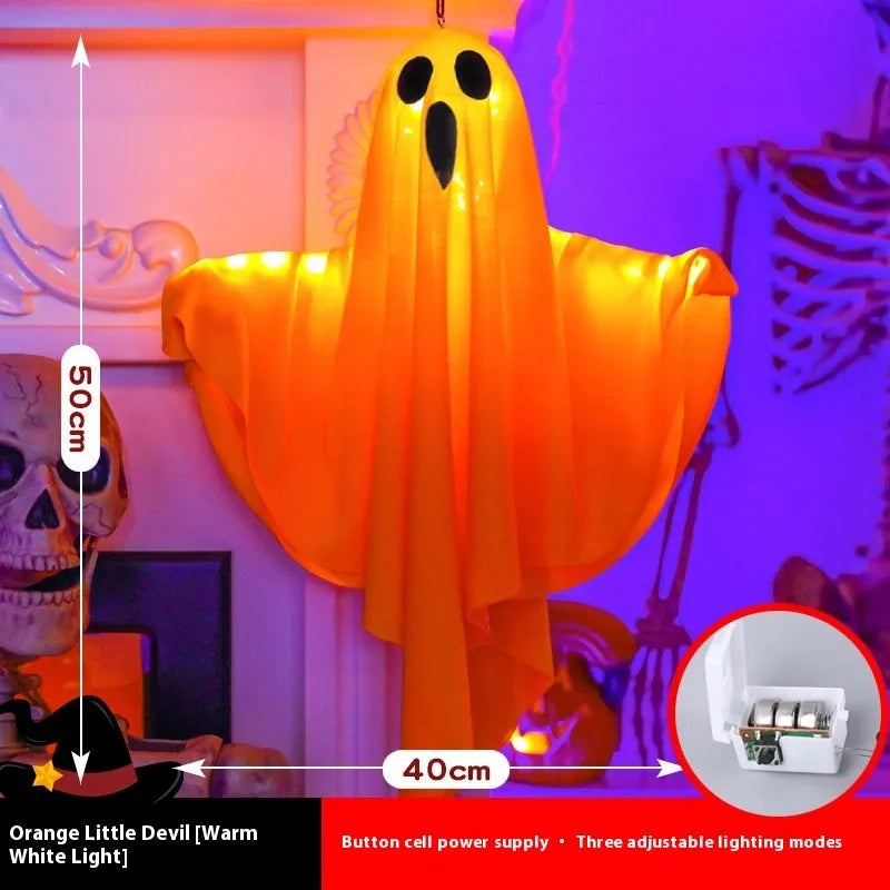 Halloween ghost light with screaming face design in white and orange colours for indoor party decoration