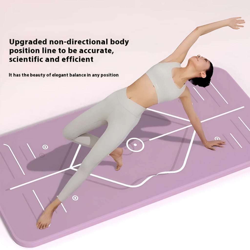 TPE anti-skid striped yoga mat 183x60cm 6mm thick in pink colour for home fitness