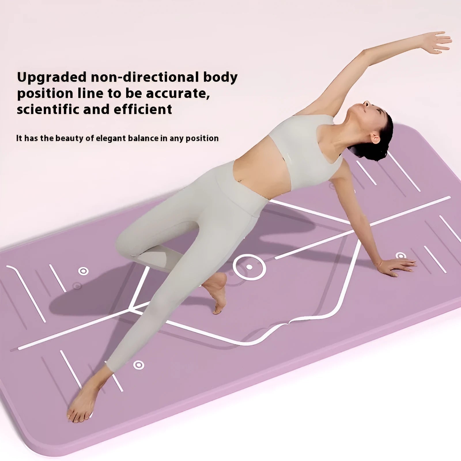 TPE anti-skid striped yoga mat 183x60cm 6mm thick in pink colour for home fitness