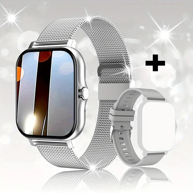 Smart watch with 1.44-inch touch screen displaying time, featuring a silicone wrist strap.