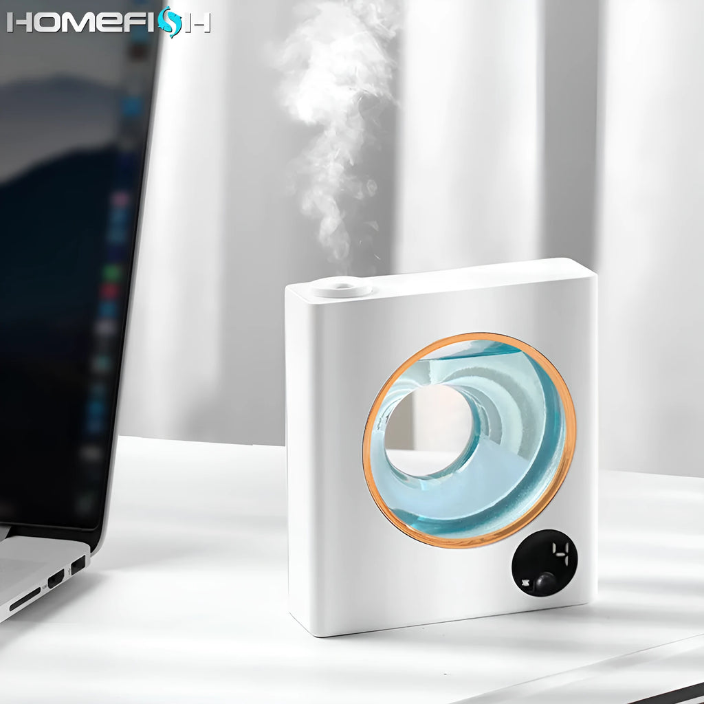 Small white wall-mounted automatic aromatherapy machine and essential oil diffuser.