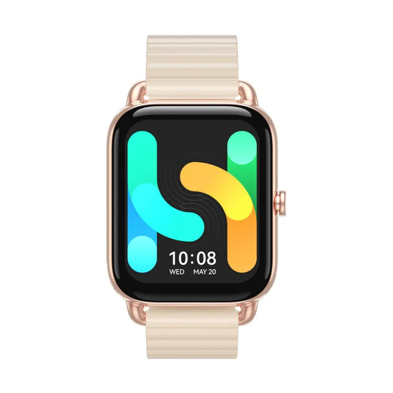 HAYLOU RS4 Plus smartwatch with AMOLED display shown in Black, Champagne, or Silver colour options