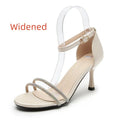Women's satin high heel sandals round toe black 5cm heel size 35