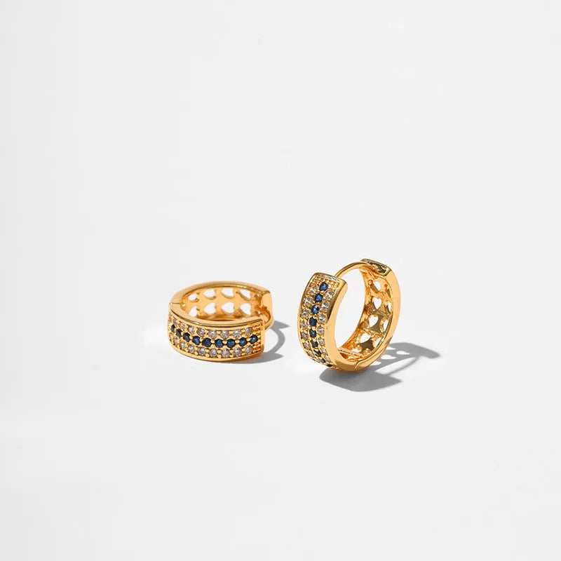 Women's round geometric copper earrings with electroplating and 18K gold plating