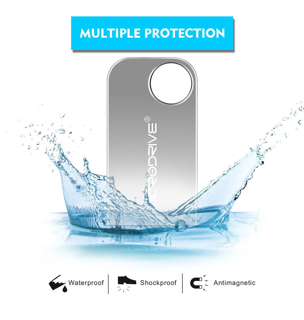 Silver grey 16GB mini USB flash drive with metal rotation cover on a dark background