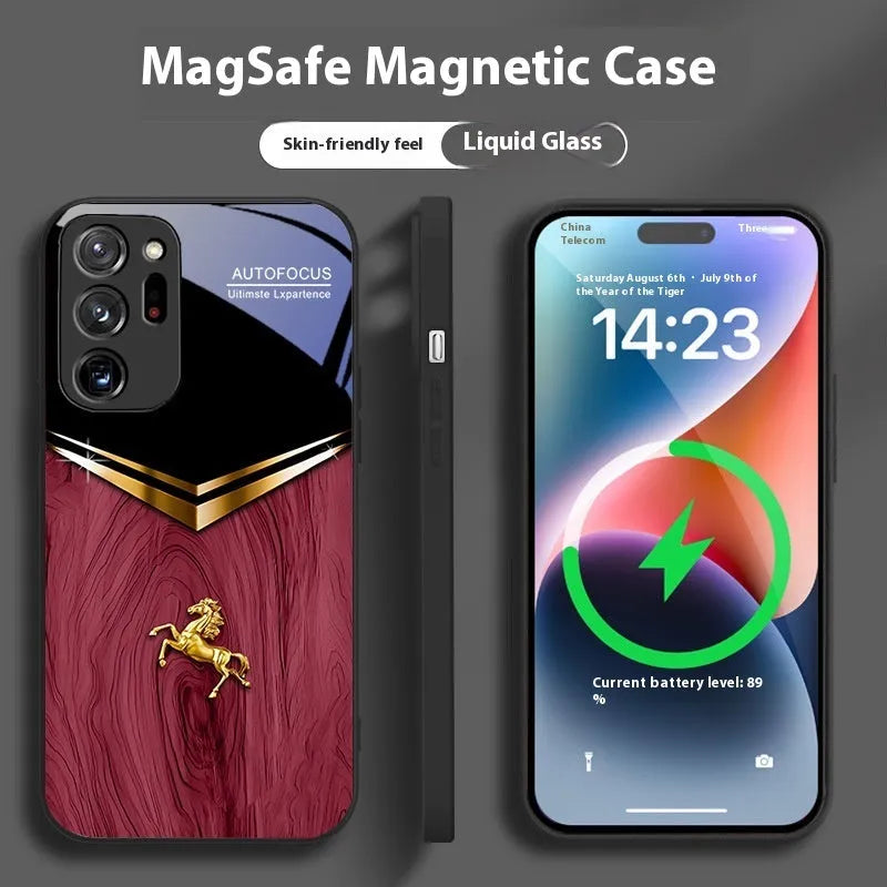 Samsung Galaxy phone case with metal build, sprayed finish, and magnetic ring in black