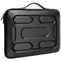 Black laptop protective hard case with grip, shoulder bag style, 10 inch size on white background