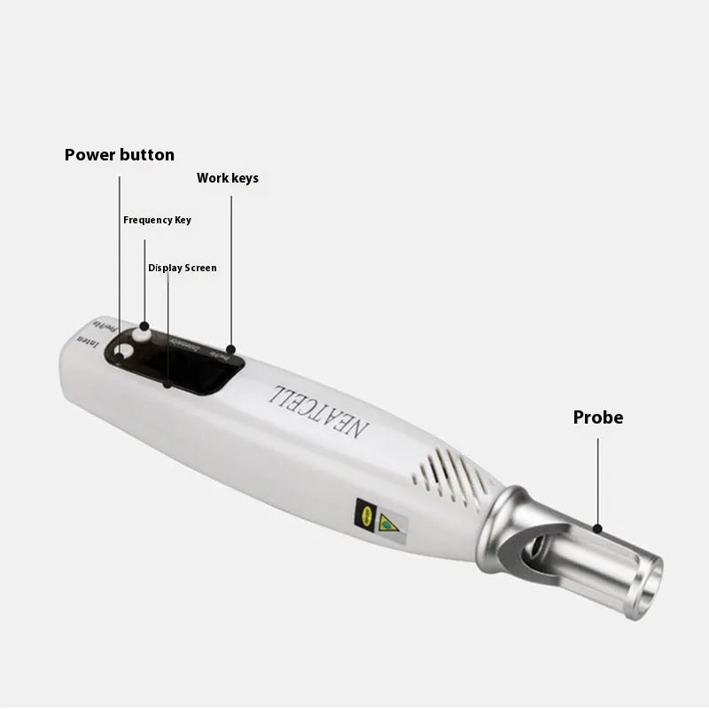 Handheld picosecond pen with blue light option for household melanin treatment, portable design with UK standard plug