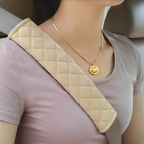 Black cotton car seat belt shoulder pad for children, size 26.5x6cm