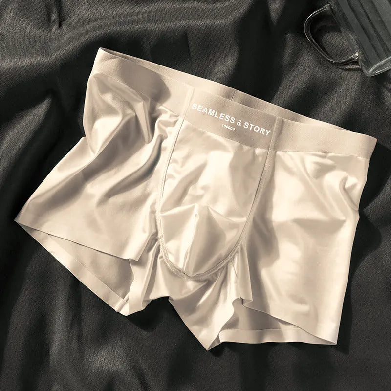 Men's Ice Silk underwear in mid waist design showing solid colour options