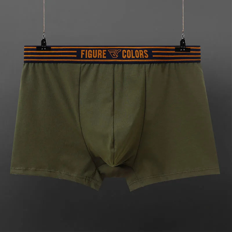 Men's cotton knitted low-waist boxers in solid colours, size range M to 3XL, nine colour options