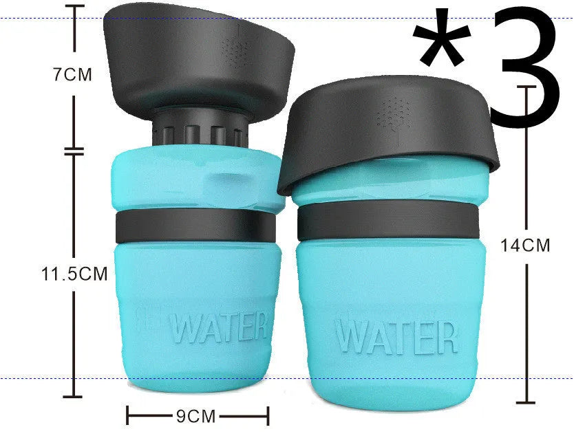 New improved creative silicone pet water bottle 520ml in sky blue with squeeze cap for dogs
