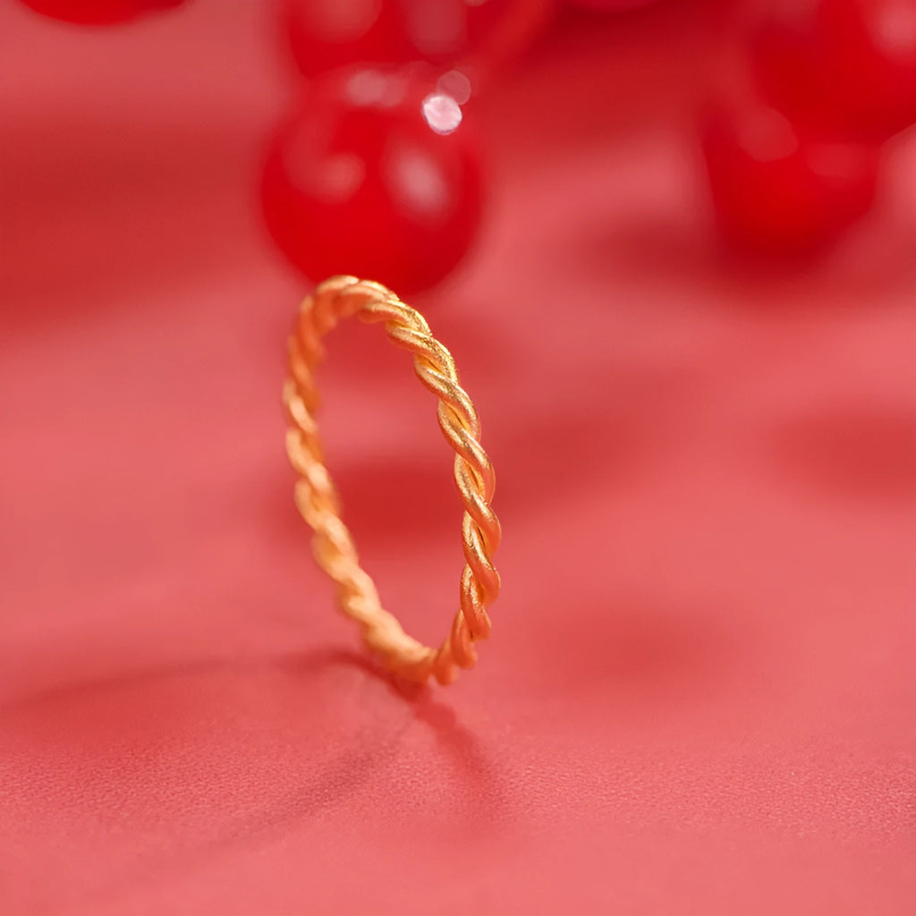 Brass gold plated simple bracelet ring shown in glossy, matte, and twist styles.