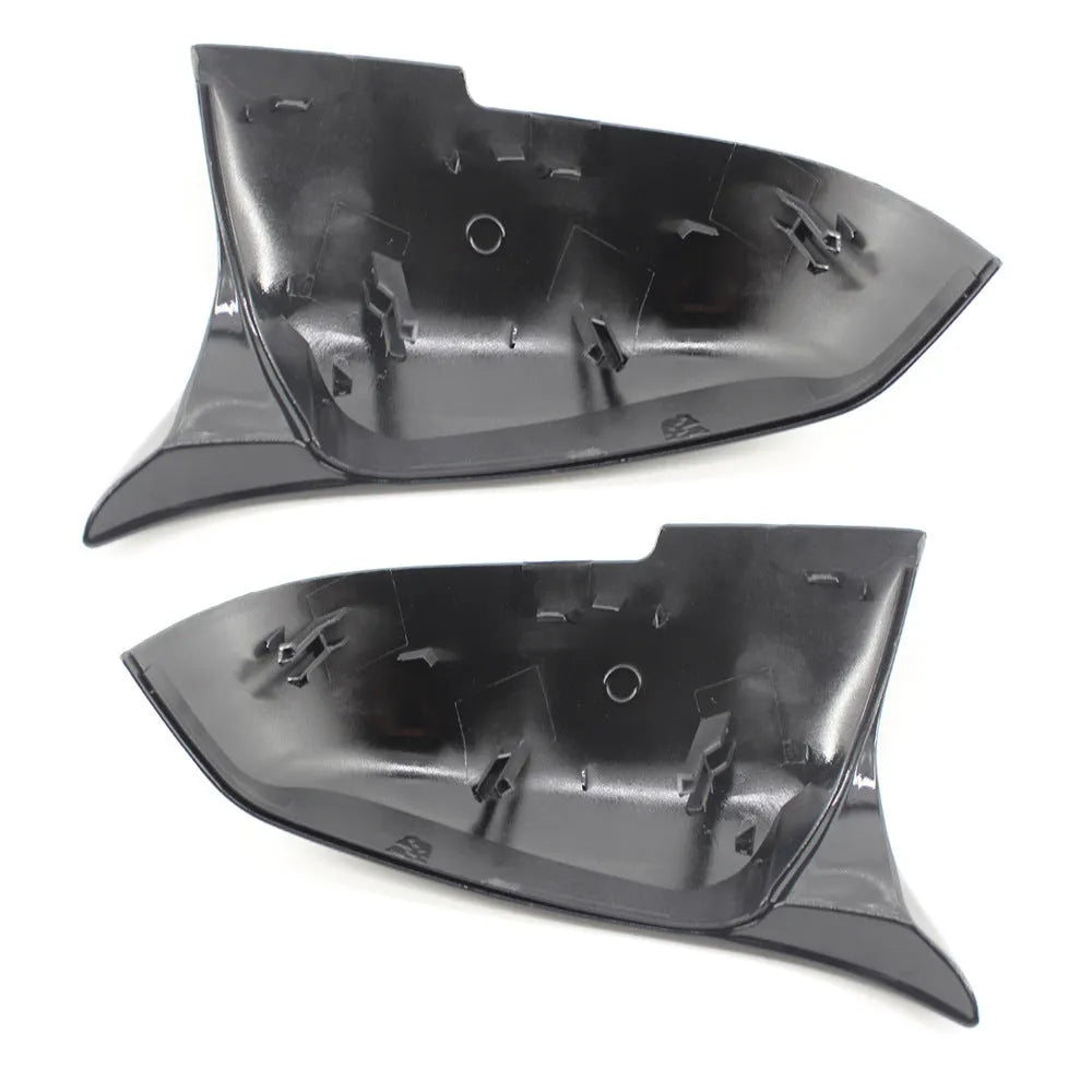 Pair of paint bright black BMW horn-style rear view mirror shells for F-series models